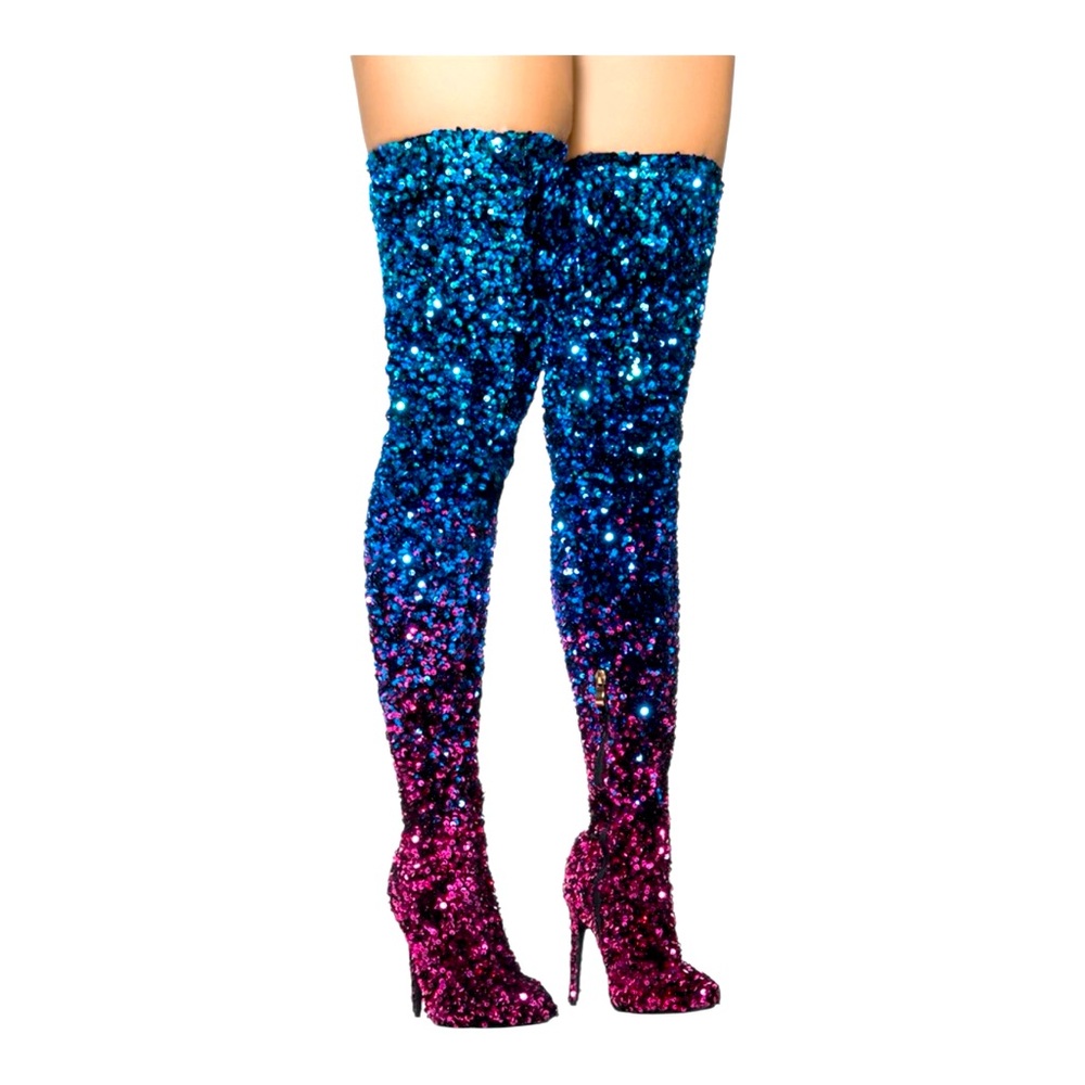 AZALEA WANG ELLIANA MULTI OMBRE SEQUIN BOOT (rare; stunning)